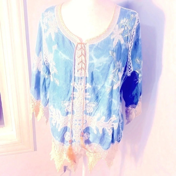 Anthropologie Dor Dor Couture Bohemian embroidered blouse Sz M Western Cowboy - Picture 1 of 16